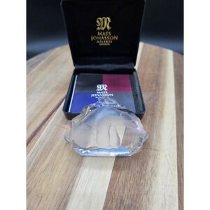 Mats Jonasson Sweden Glass‎ Crystal Polar Bear Sculpture Paperweight Signed